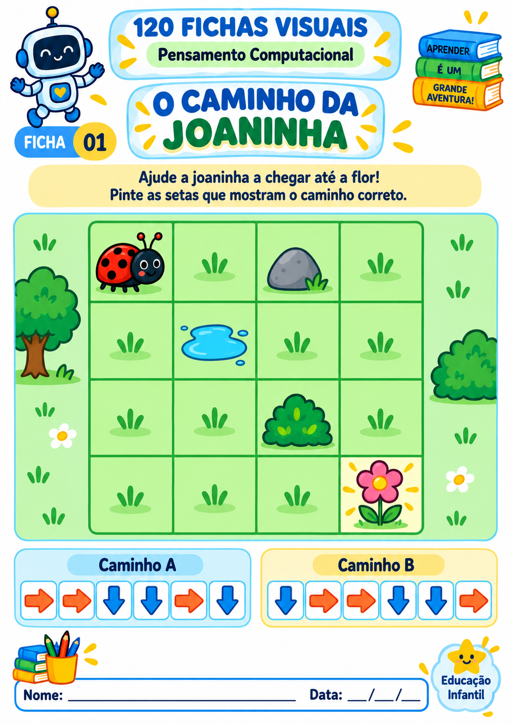 Exemplo de ficha visual de pensamento computacional