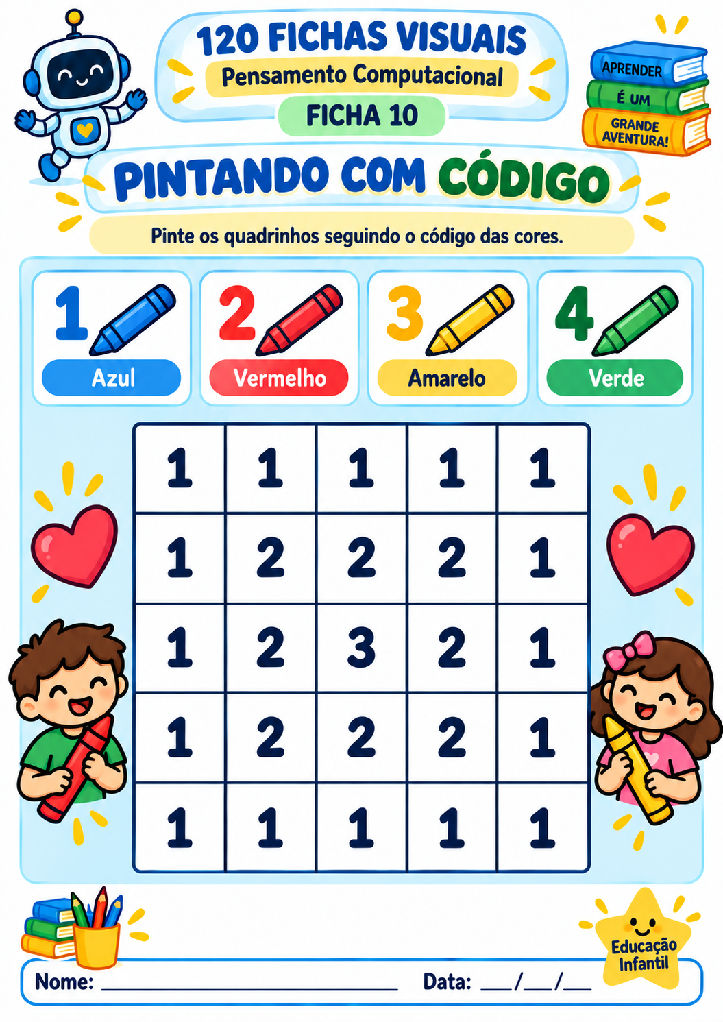 Exemplo de ficha visual de pensamento computacional