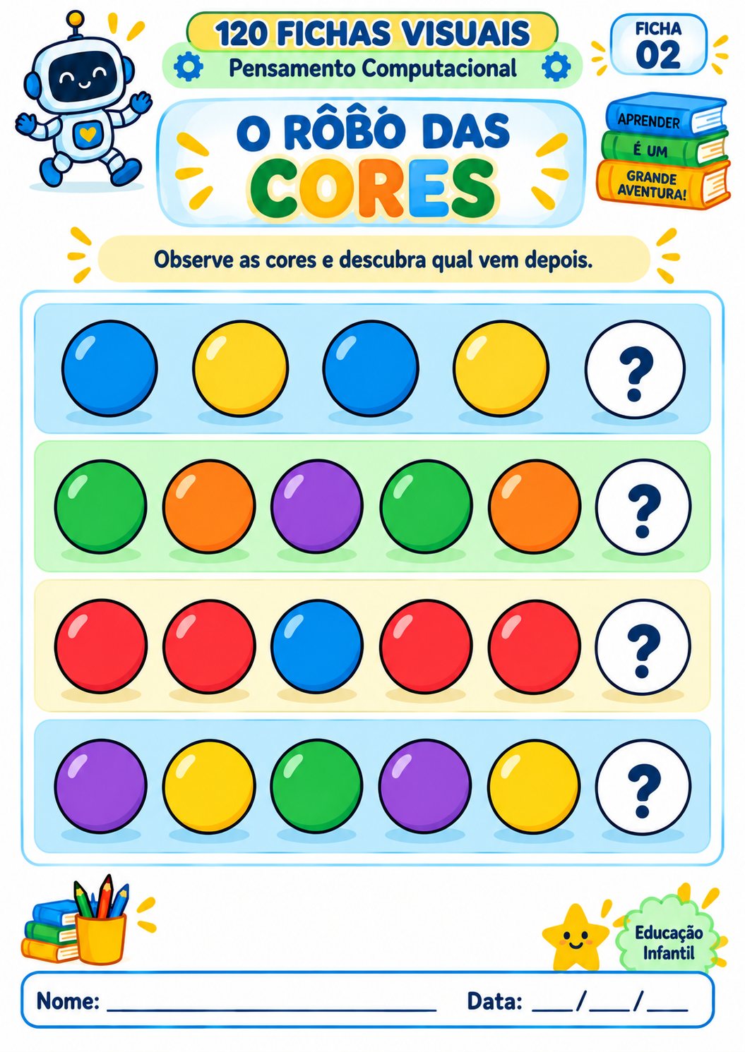 Exemplo de ficha visual de pensamento computacional